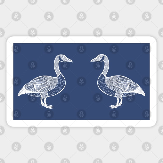 Canada Geese in Love - cute goose bird design - dark colors Sticker by Green Paladin